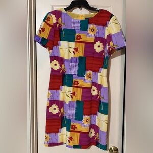 Vintage JOHN ROBERTS Women’s Shift Dress Size 8 Colorful Knee Length Lined